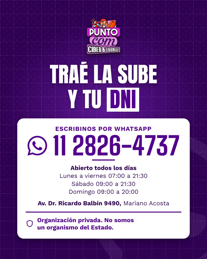Trámites de SUBE: imagen 4 de PUNTO COM